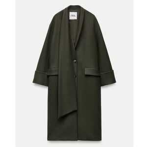 ZARA MANTECO WOOL SCARF COAT XS-S